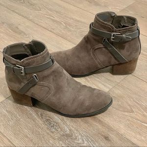 ANKLE BOOTS Charcoal Grey Suede, 2” Heel, Size 8.5